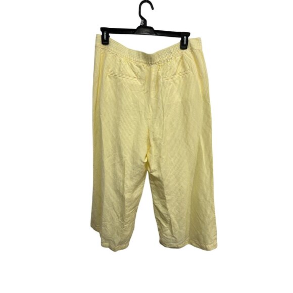 Loft Lightweight Summer Wear Yellow Pinstripe Cropped Pants Size XL Preppy NWT - Picture 2 of 10